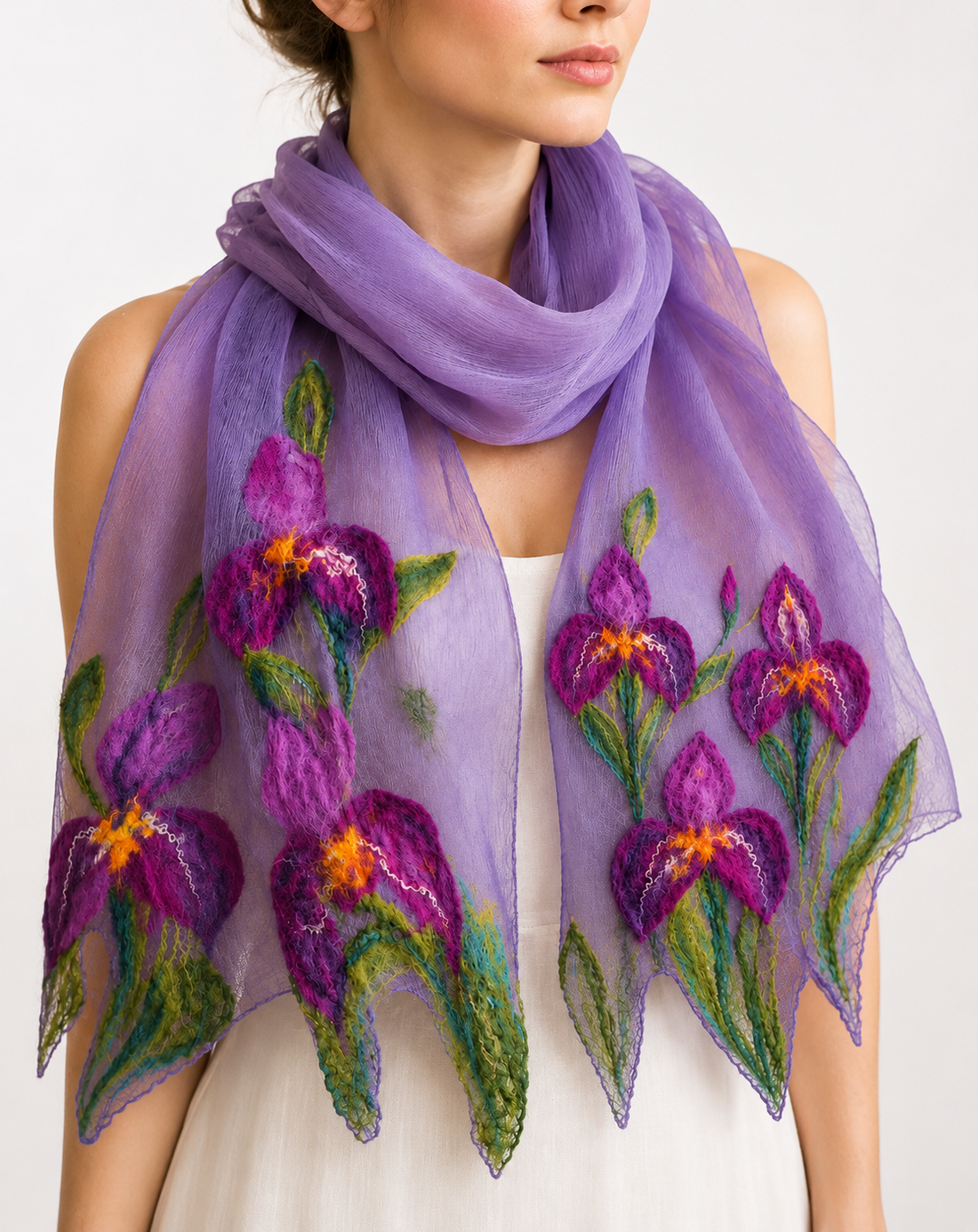 Esarfa de matase naturala ...handmade - îmbrăcăminte și modă - eșarfe, pălării, fularuri - eșarfe - Artynos.ro