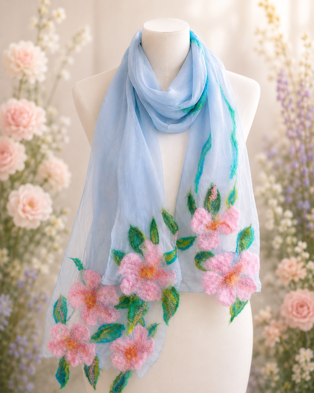 Esarfa de matase naturala ...handmade - îmbrăcăminte și modă - eșarfe, pălării, fularuri - eșarfe - Artynos.ro