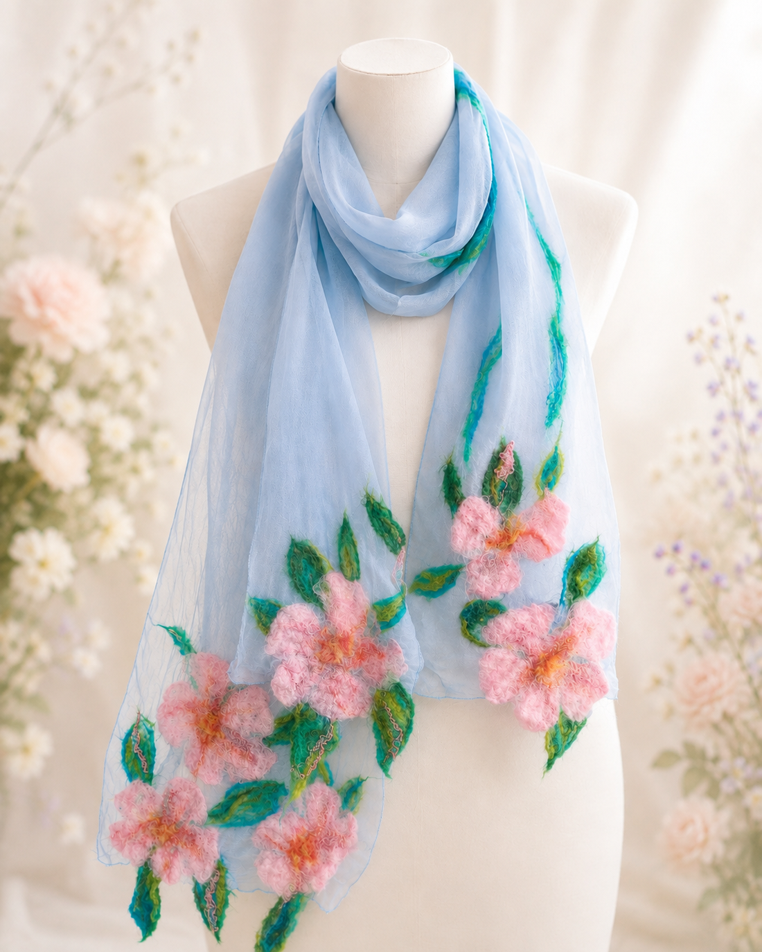 Esarfa de matase naturala ...handmade - îmbrăcăminte și modă - eșarfe, pălării, fularuri - eșarfe - Artynos.ro