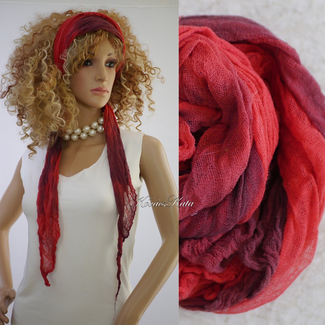 MULL-KENDŐ / incendiu - eșarfă din tifon bătut - îmbrăcăminte și modă - eșarfe, pălării, fularuri - eșarfe - Artynos.ro