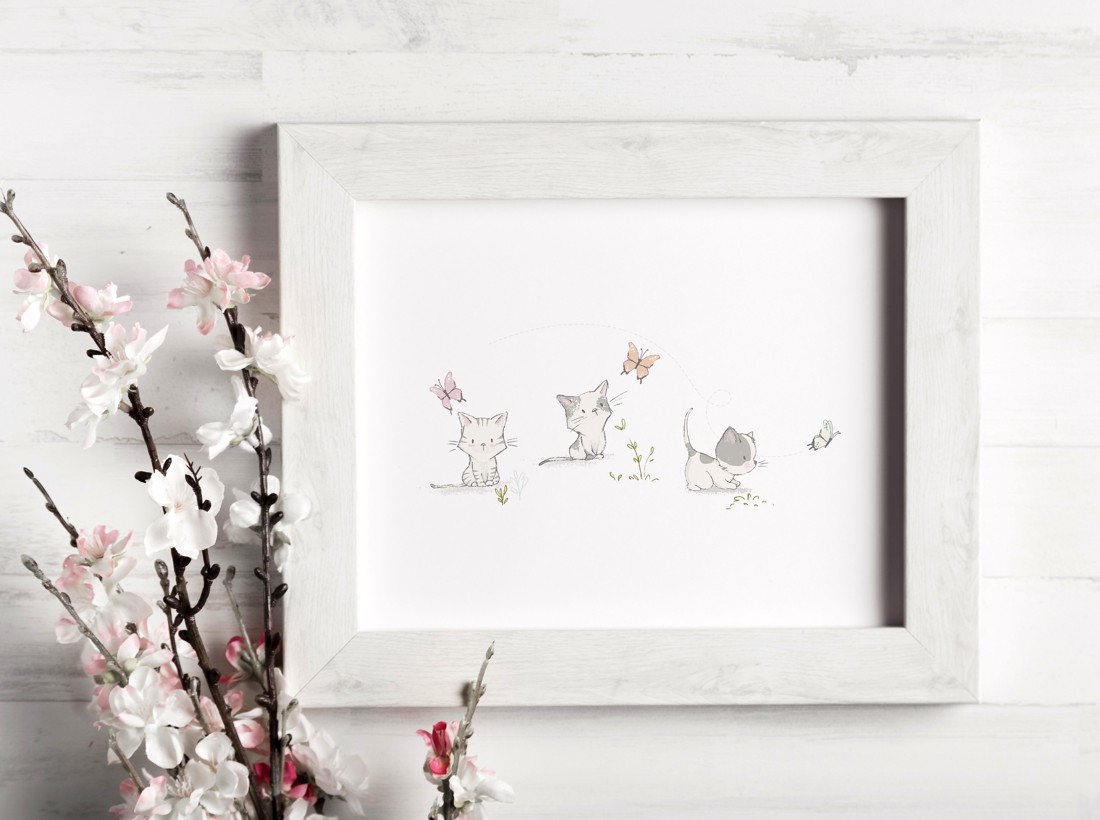 Kitten arta de perete, decorare camera copiilor -  - Artynos.ro