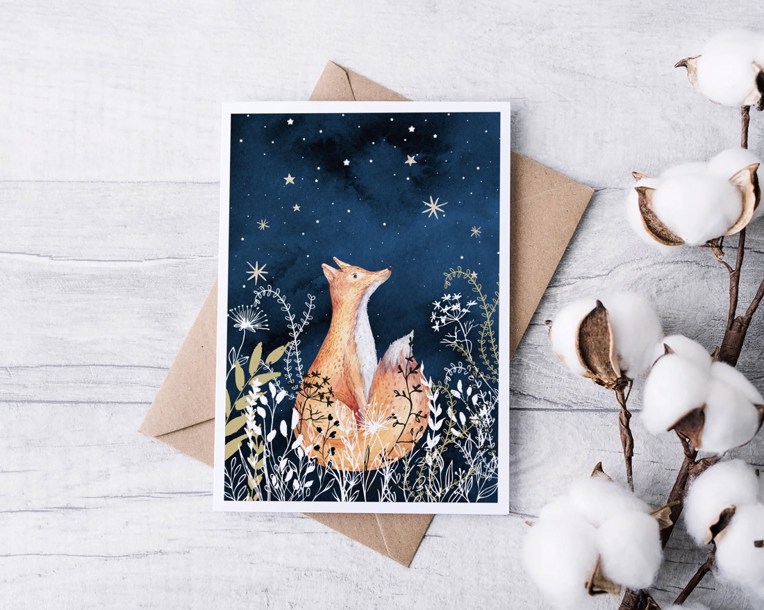 Carte poștală de Crăciun, felicitare, animal de pădure cadou companion -  - Artynos.ro