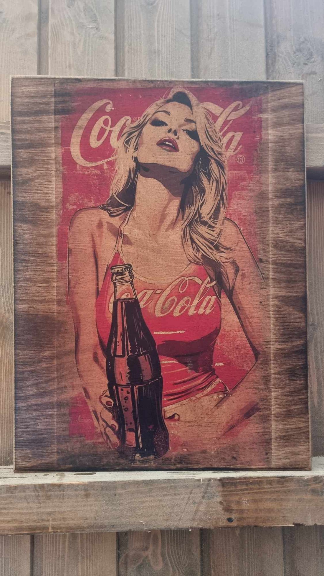 Coca-Cola poza din lemn - casă & stil de viață - accesorii pentru decorat casa - picturi murale - artă de perete din lemn - Artynos.ro