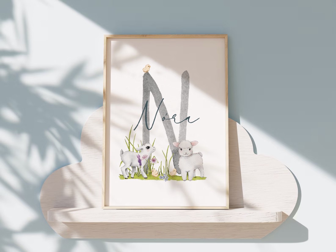 Viața la fermă, decorațiuni de perete, set poster cu monogramă, 3 bucăți -  - Artynos.ro