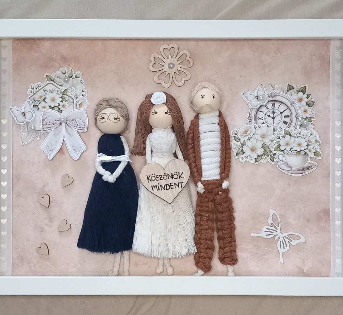 Cadou unic pentru părinți � portret de familie în macramé 3D - casă & stil de viață - decorațiuni de casă - decorațiuni de pereți - decor de pereți, macrame - Artynos.ro