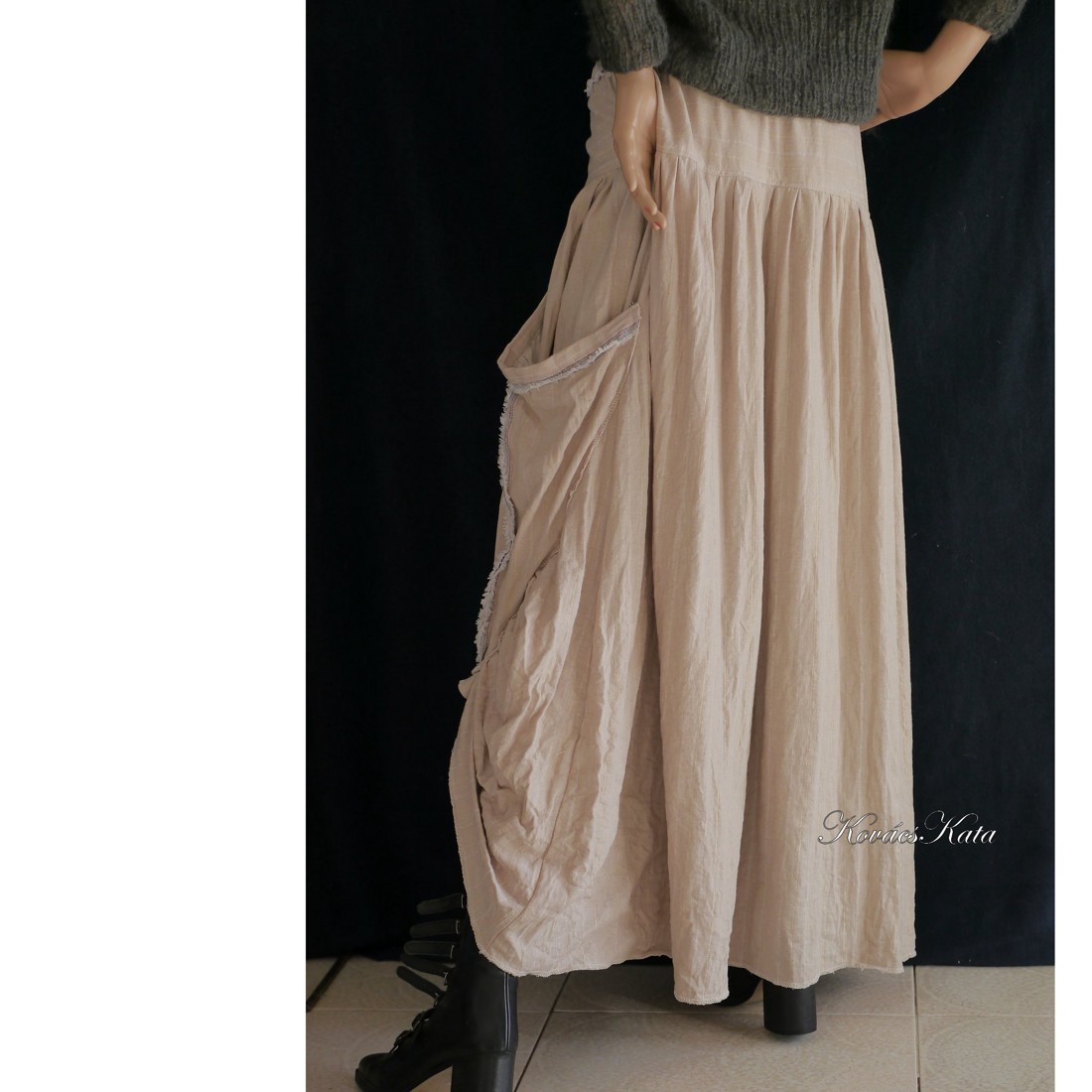 LUCA-SZOKNYA / natúr - layerslook fashion design - îmbrăcăminte și modă - haine damă - fustă damă - Artynos.ro