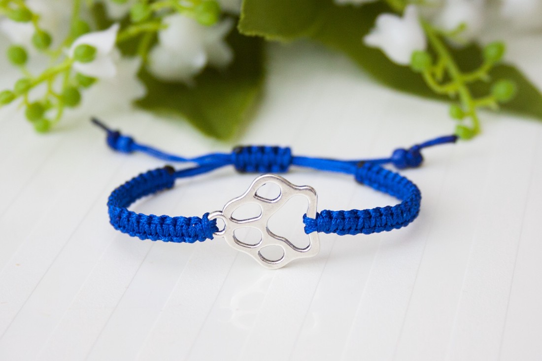 Brățară macramé împletită - Blue paw paw -  - Artynos.ro