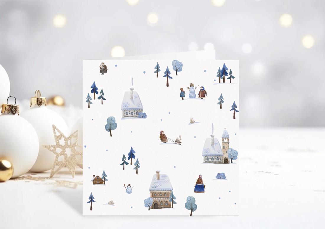 Carte poștală de Crăciun Zima, felicitare pliabilă, set cadou 2 buc - - Artynos.ro Carte poștală de Crăciun Zima, felicitare pliabilă, set cadou 2 buc - - Artynos.ro