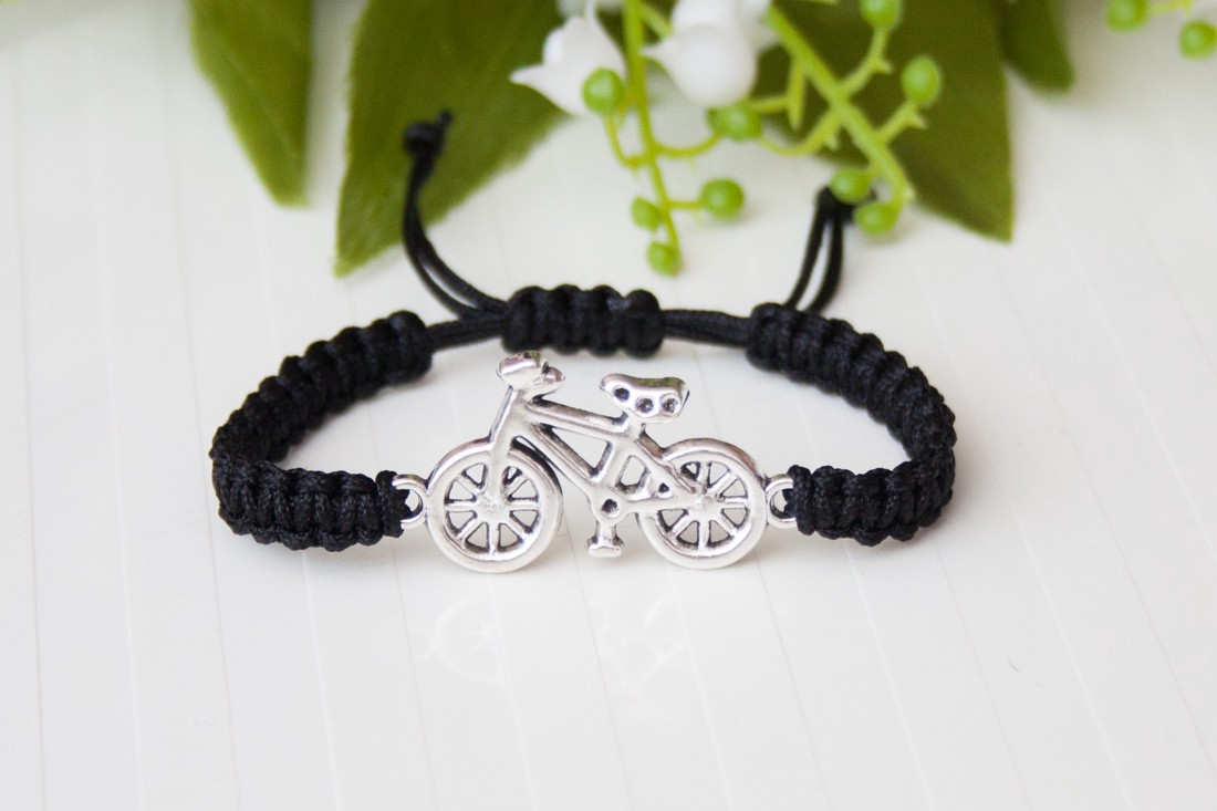 Brățară macramé împletită - Cyclist, Bicycle black -  - Artynos.ro