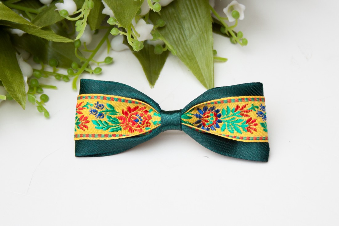 Clemă de păr cu model floral și model popular - Verde închis -  - Artynos.ro