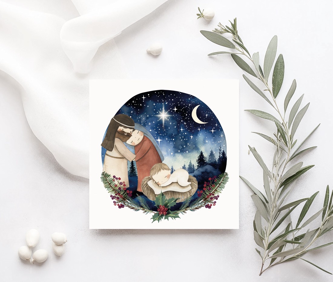 Carte poștală de Crăciun, felicitare de Crăciun, felicitare, felicitare cadou, Bethlehem, Moș Crăciun -  - Artynos.ro