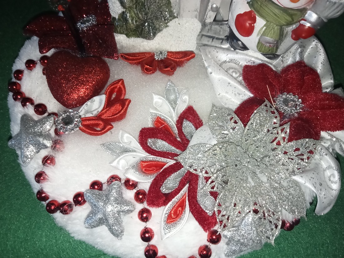 Decorațiuni de masă luminoase argintii-roșii cu o lumină de casă - casă & stil de viață - accesorii pentru decorat casa - Artynos.ro