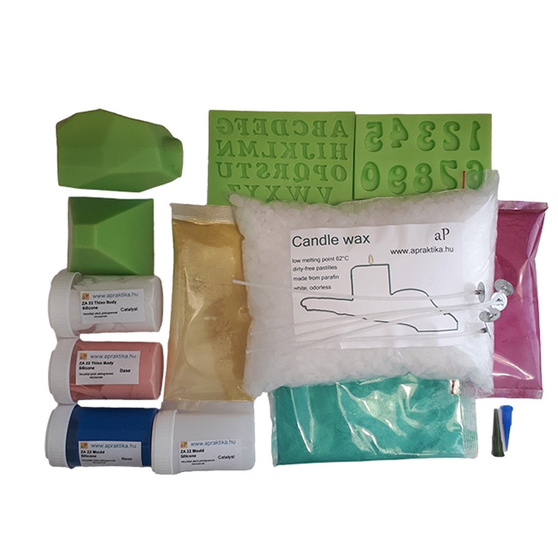 Set profesional pentru fabricarea lumânărilor cu silicon bicomponent și 3 tipuri de pigmenți -  - Artynos.ro