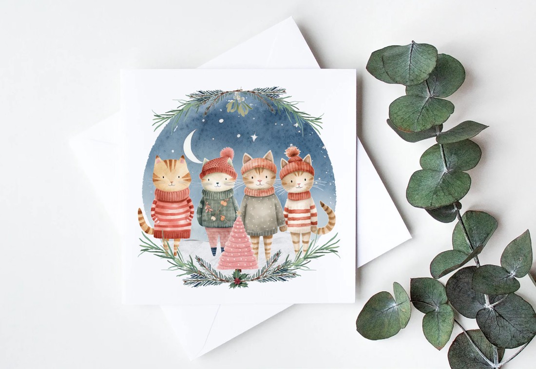 Felicitare de Crăciun, felicitare, felicitare cadou, pisică - - Artynos.ro Felicitare de Crăciun, felicitare, felicitare cadou, pisică - - Artynos.ro