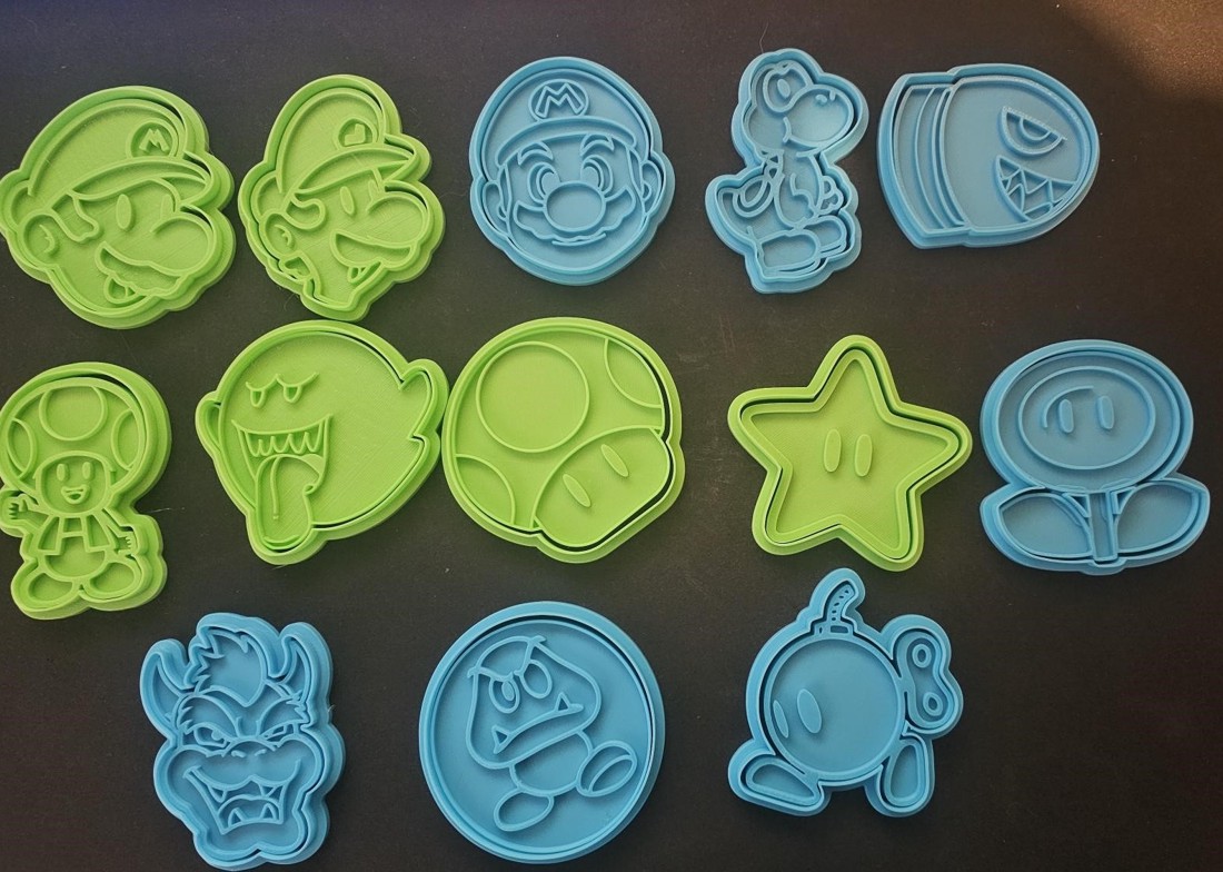 Set de forme pentru fursecuri și ștampile din plastilină Super Mario � Set Mario de 13 piese � imprimate 3D -  - Artynos.ro