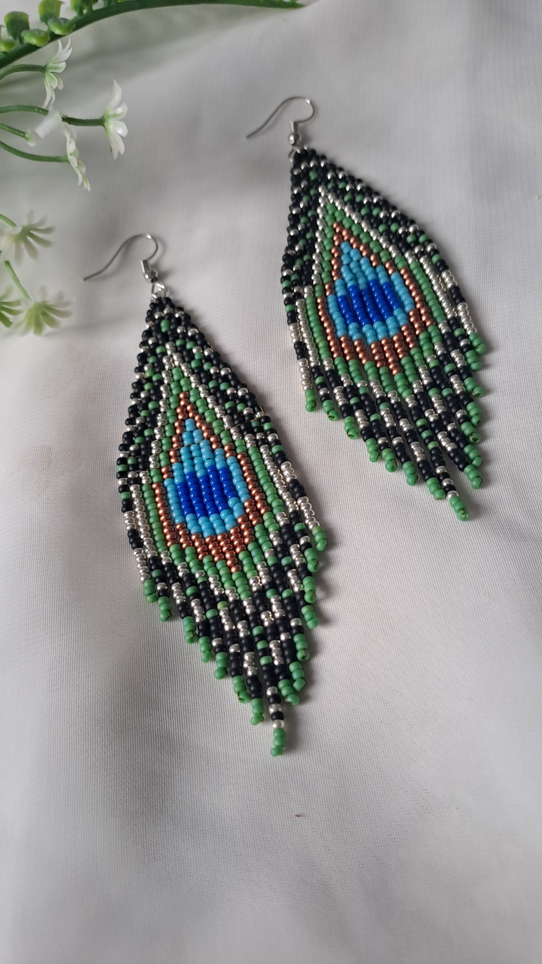 Cercei dangle cu ochi de păun -  - Artynos.ro