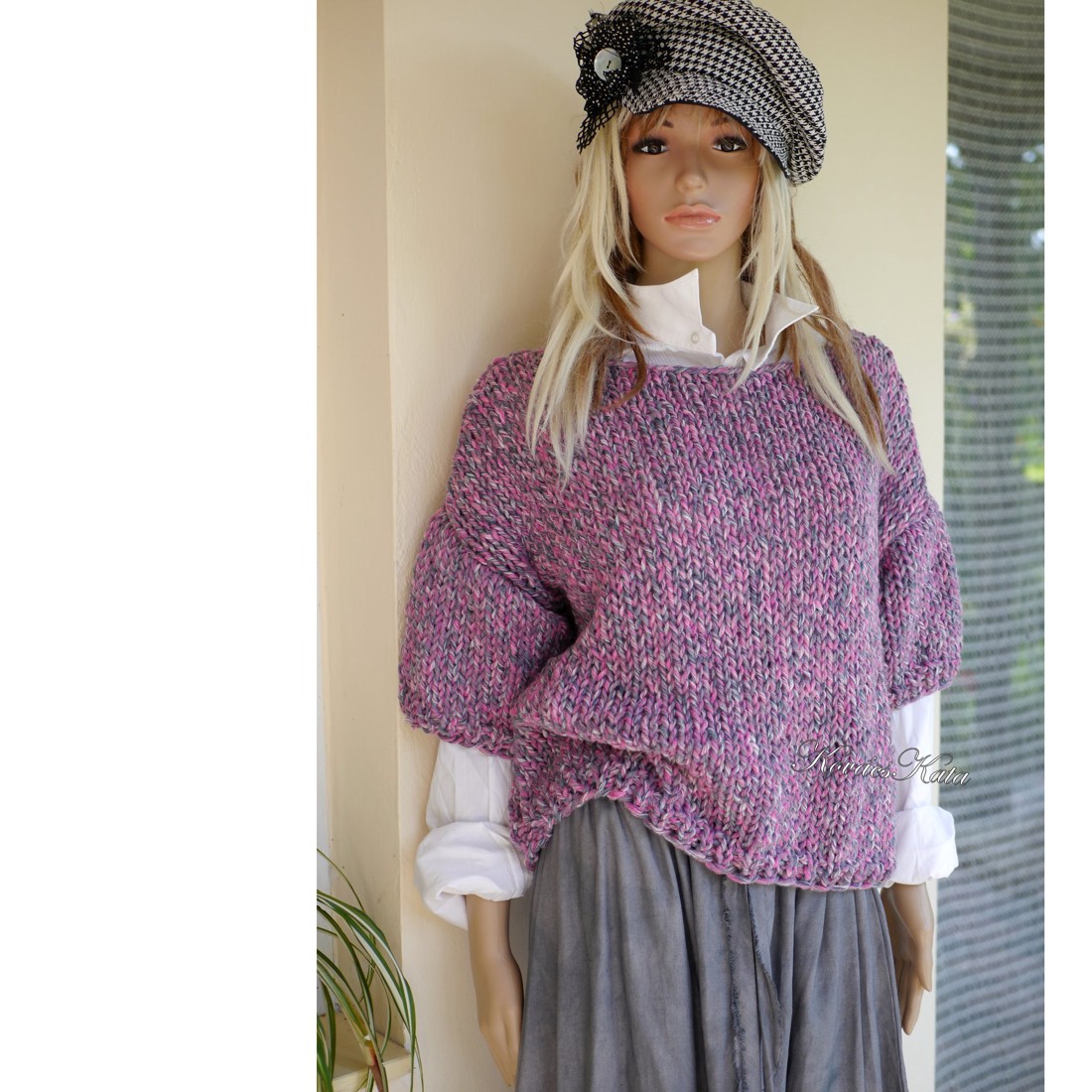 FRÉZIA - pulover trendy tricotat manual - îmbrăcăminte și modă - haine damă - hanorace, cardigane - Artynos.ro