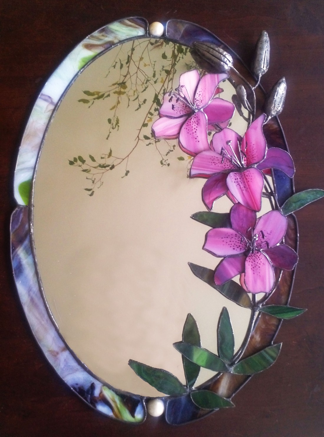 Oglindă 3D Royal Lily din sticlă Tiffany -  - Artynos.ro
