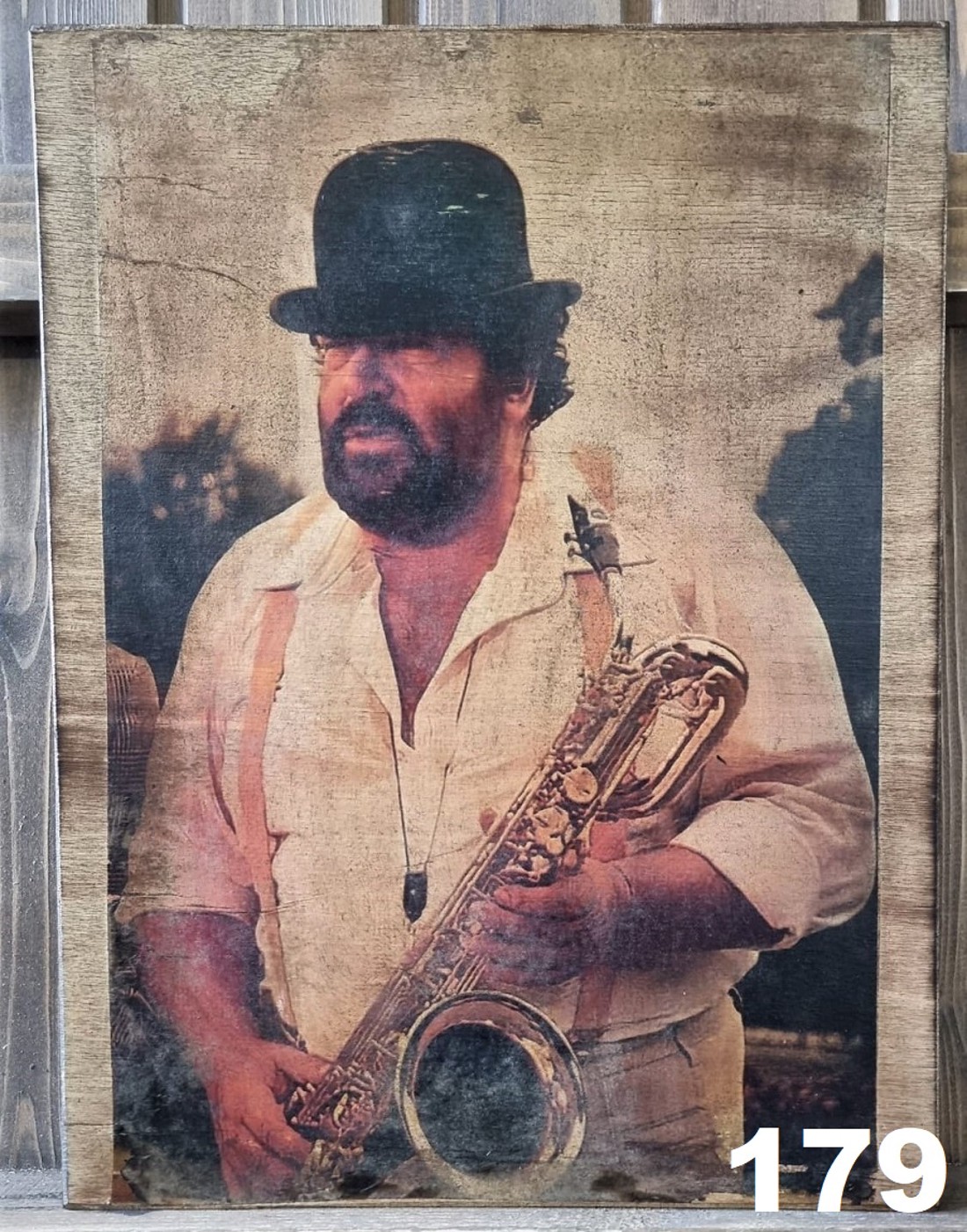 Bud Spencer imagine din lemn - casă & stil de viață - accesorii pentru decorat casa - picturi murale - artă de perete din lemn - Artynos.ro