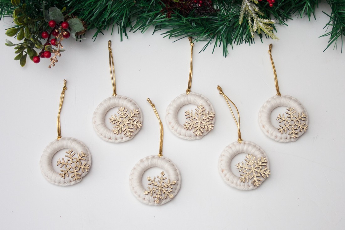 Macrame hoop Crăciun ornament 6 bucăți -  - Artynos.ro