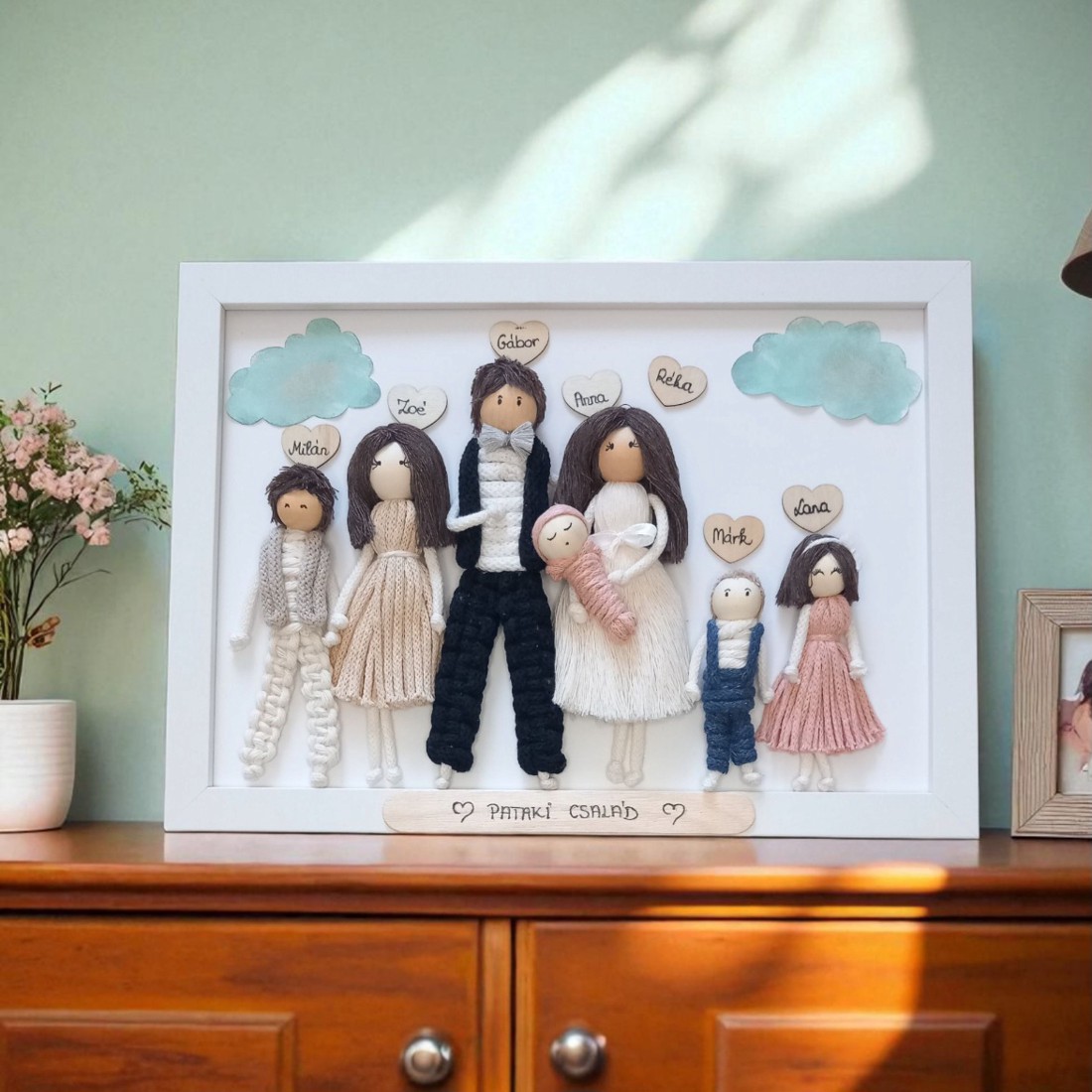 Portret de familie Macramé - decor unic, personalizat (2130 cm) -  - Artynos.ro