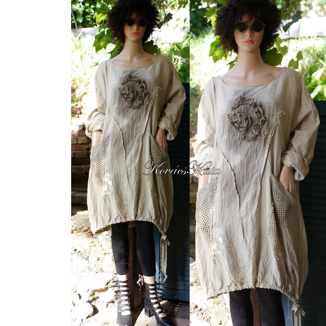KERTÉSZ-TUNIKA - tunică len artsy, design cu aspect stratificat-ruha - îmbrăcăminte și modă - haine damă - tunică - Artynos.ro