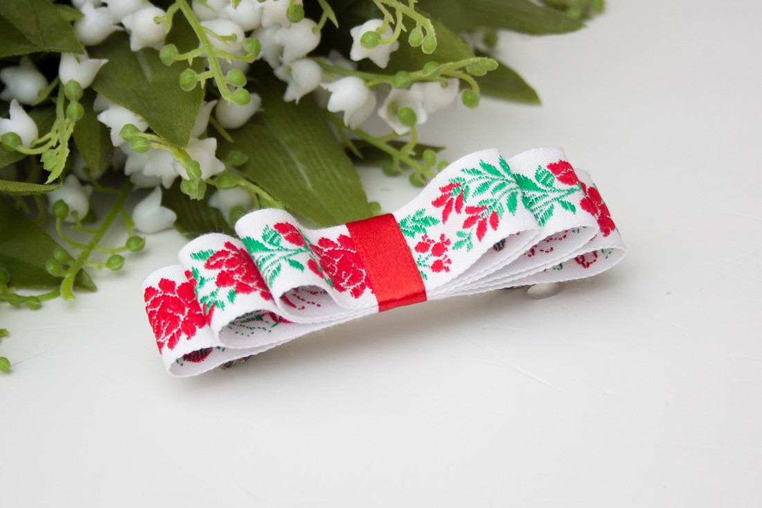Clemă de păr cu model floral și model popular - Alb -  - Artynos.ro