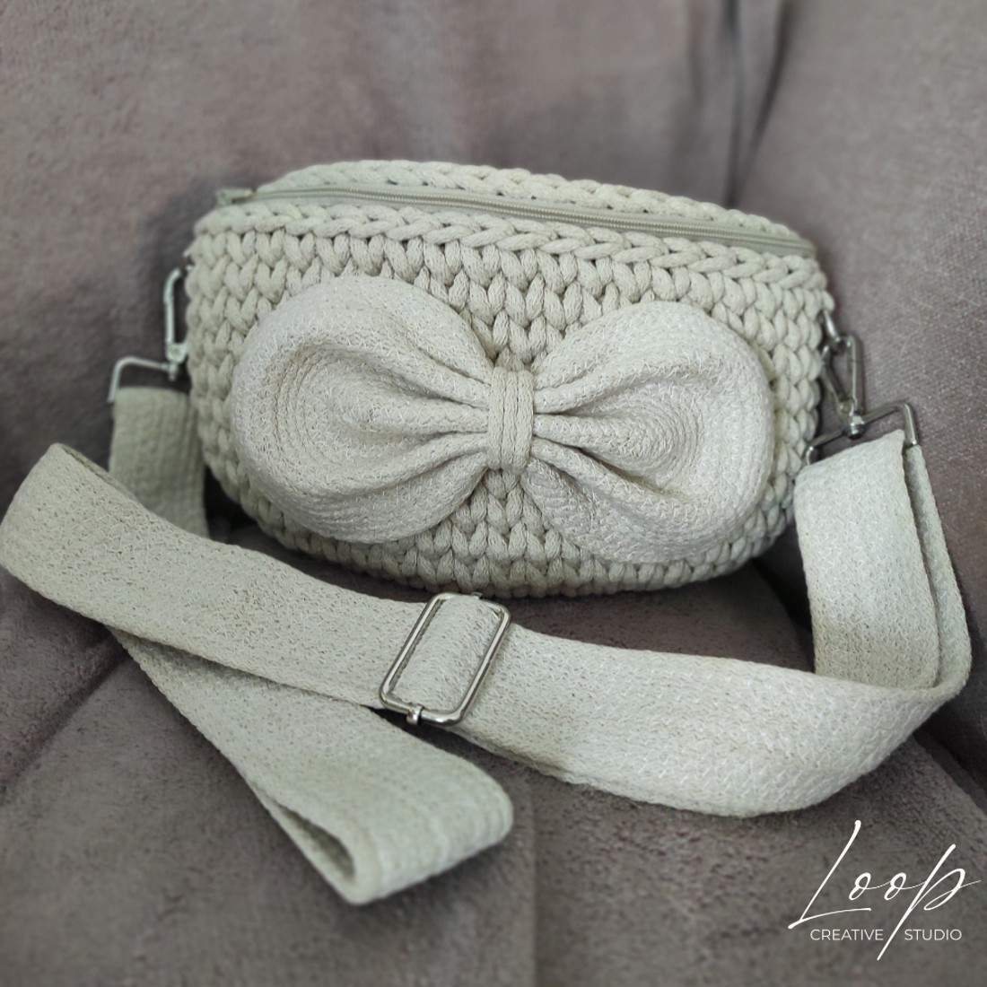 Pungă de curea tricotată croșetată - genți și portofele - genți de mână și umăr - geantă crossbody - Artynos.ro