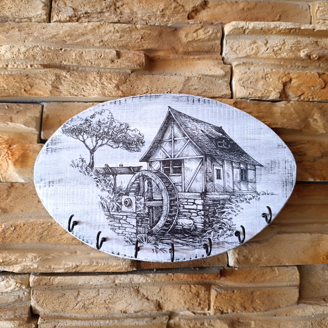 Breloc de perete în stil vintage cu sticlă de apă veche - casă & stil de viață - accesorii pentru decorat casa - decorațiuni de pereți, decorațiuni suspendate - suport pentru chei - Artynos.ro