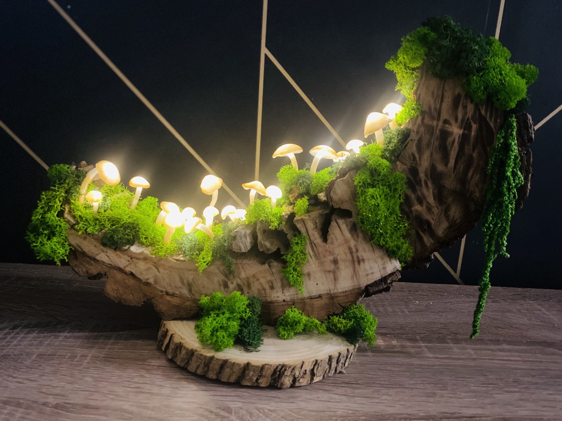 Decor inspirat de natura pădurii de zâne, lumină de dispoziție cu ciuperci strălucitoare - lampă cu ciuperci -  - Artynos.ro
