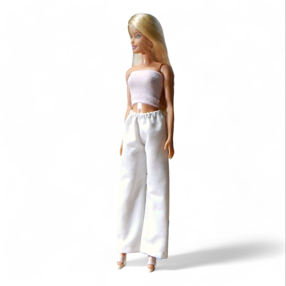 Pantaloni largi din pânză albă � ținută pentru păpuși de tip Barbie (a065fh) -  - Artynos.ro