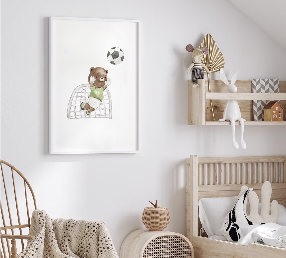 Set de postere de fotbal personalizate, set de artă de perete cu animale safari 3 buc -  - Artynos.ro
