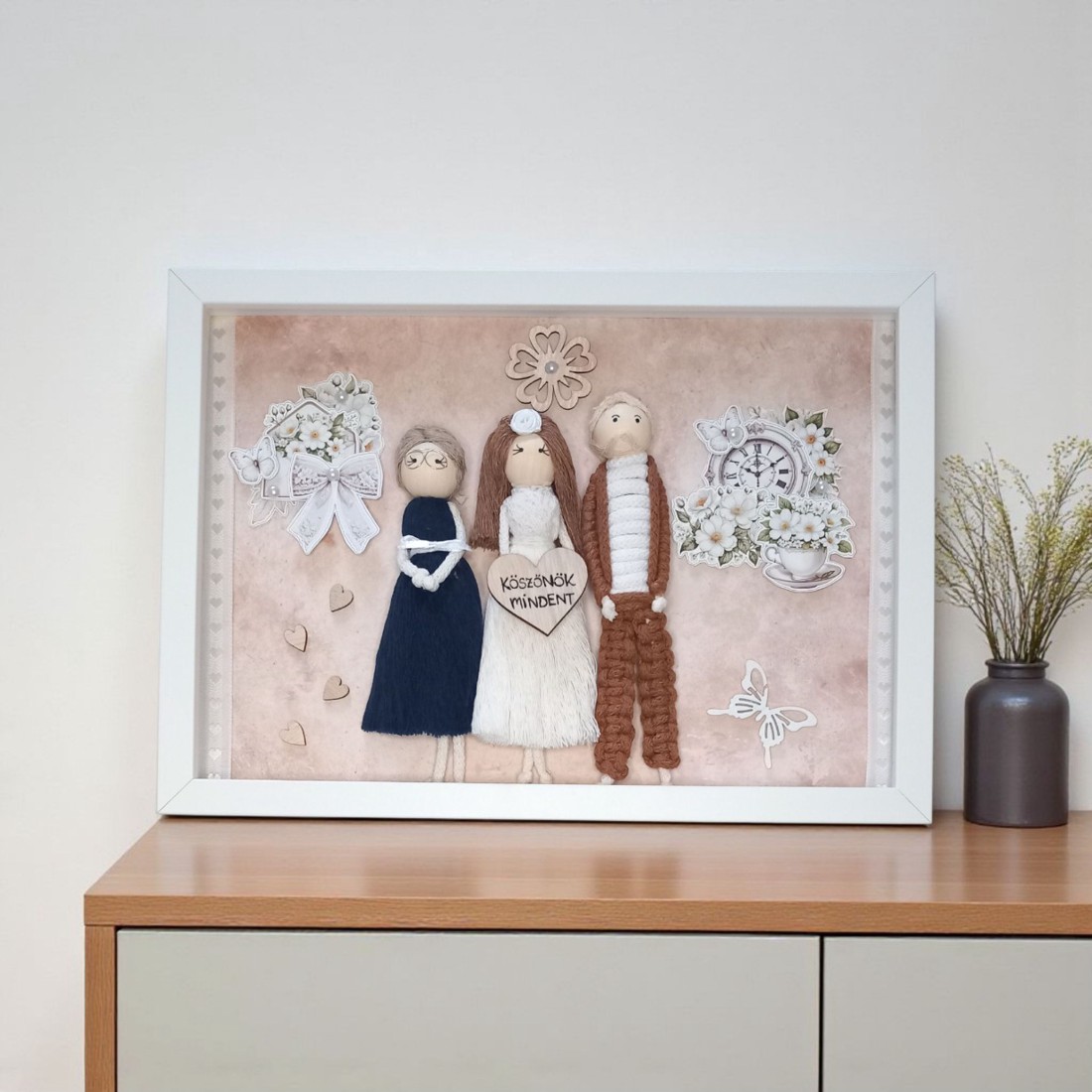 Cadou unic pentru părinți � portret de familie în macramé 3D - casă & stil de viață - decorațiuni de casă - decorațiuni de pereți - decor de pereți, macrame - Artynos.ro