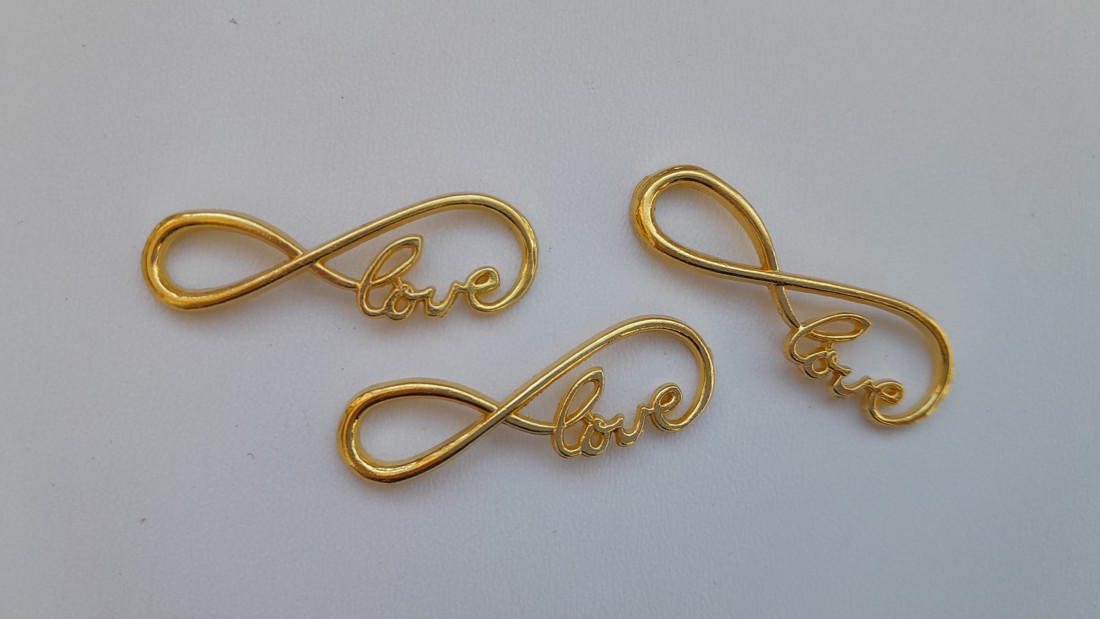 Distanțier metalic (curbat) - 39x13mm - semn dragoste, infinit - 5 bucăți / pachet - culoare aurie - - Artynos.ro Distanțier metalic (curbat) - 39x13mm - semn dragoste, infinit - 5 bucăți / pachet - culoare aurie - - Artynos.ro