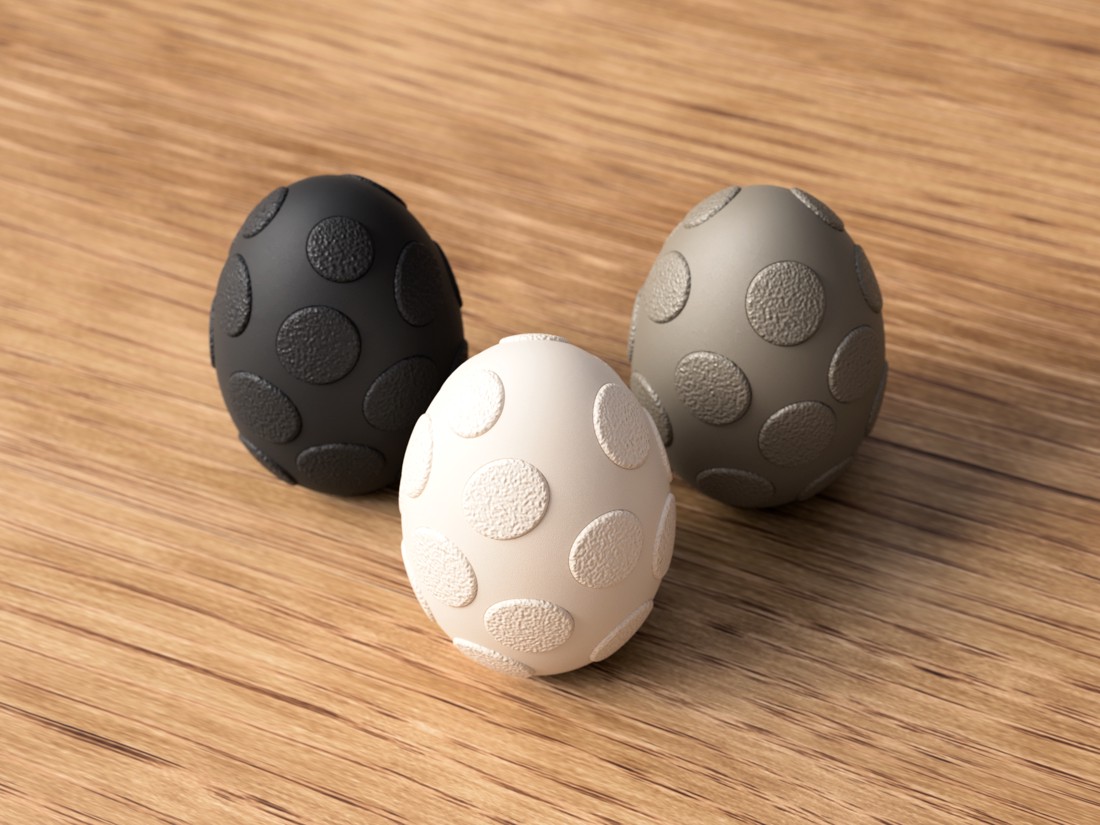 Figurină modernă în formă de ou cu pete � Decorațiune 3D mată, disponibilă în diverse culori -  - Artynos.ro