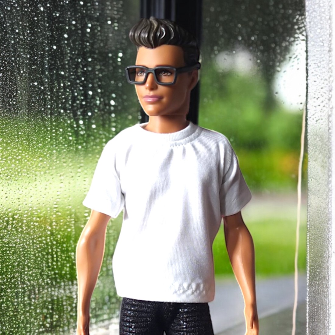 Tricou pentru băieți, cu mâneci scurte, model Ken, alb simplu � îmbrăcăminte pentru păpuși de tip Barbie (f007fh) - jucării și echipamente pentru copii - jucării și accesorii pentru copii - haine de barbie - Artynos.ro