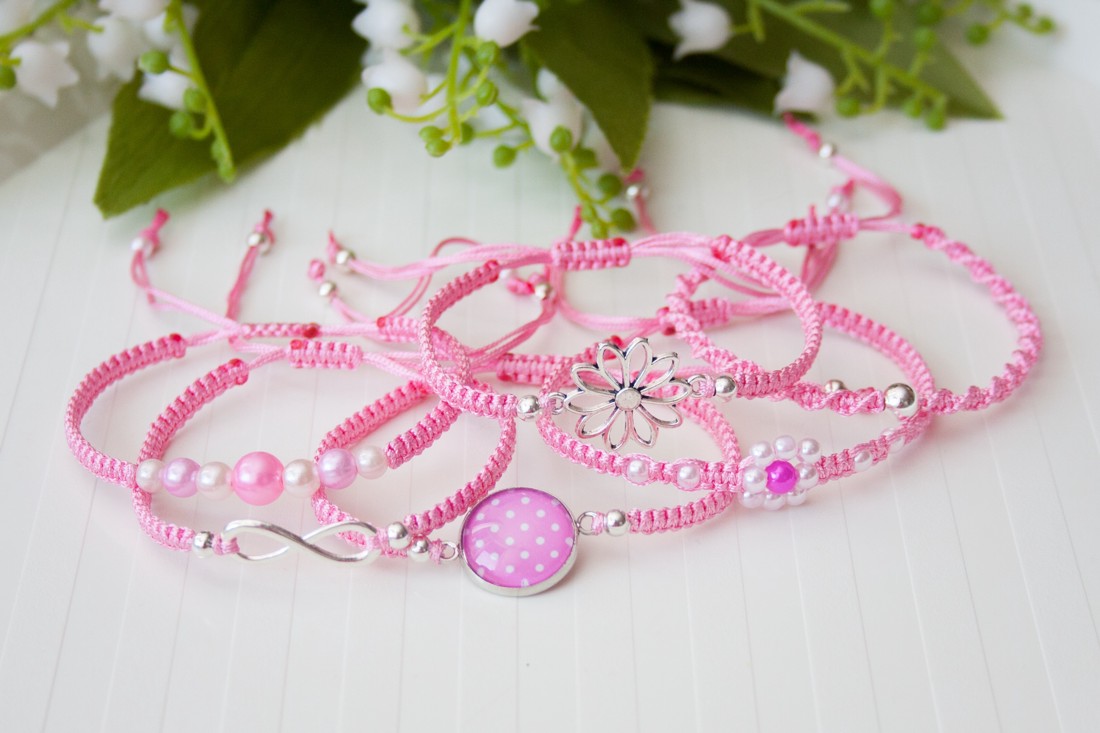 Brățară Macrame împletită - Infinity Pink -  - Artynos.ro