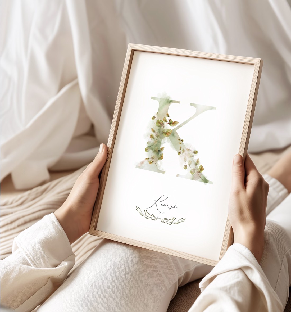 Scrisoarea K, monogramă, imagine de ziua numelui, decorare, artă de perete acuarelă, personalizată -  - Artynos.ro