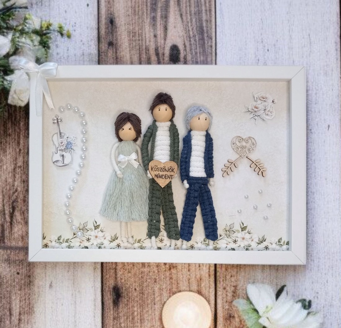 Bridal shower - Imagine personalizată 3D macramé a mirelui/ mirelui și a părinților -  - Artynos.ro