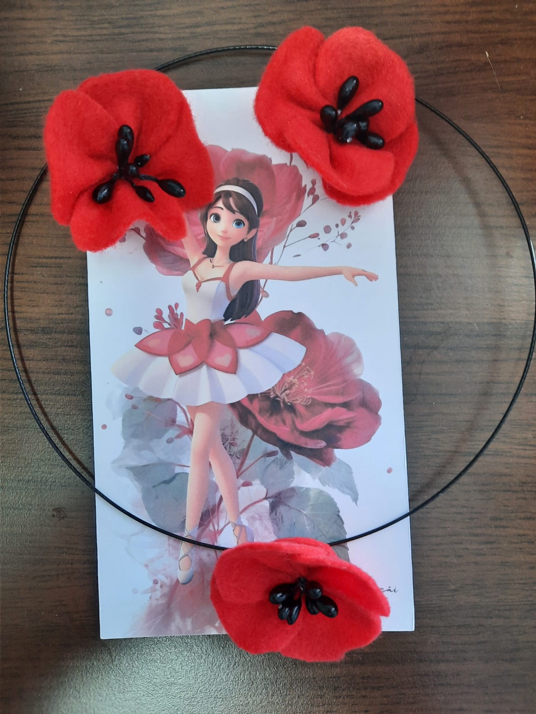 Set colier si cercei cu maci - bijuterii - coliere - coliere cu pandative - Artynos.ro