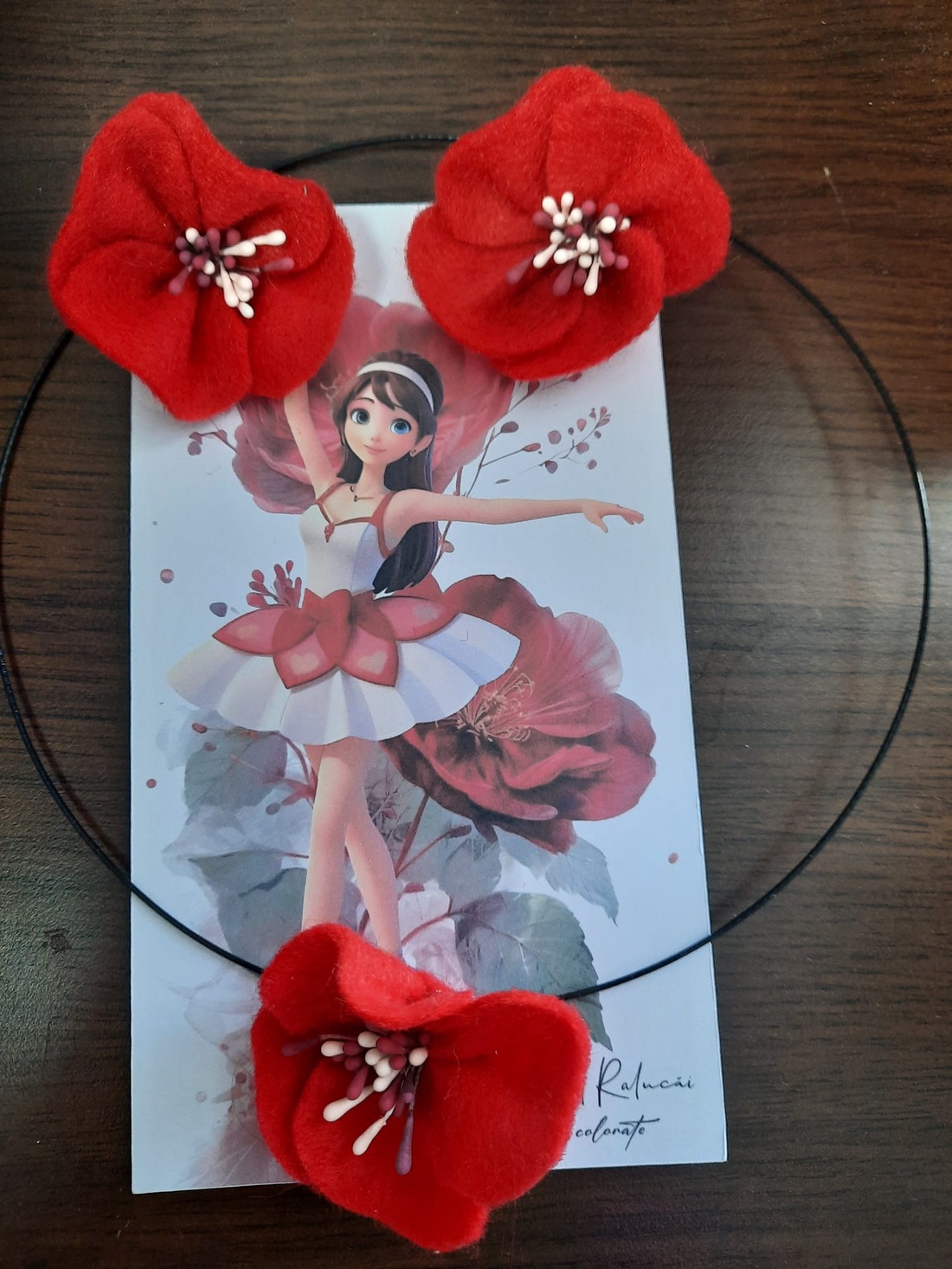 Set colier si cercei cu maci - bijuterii - coliere - coliere cu pandative - Artynos.ro