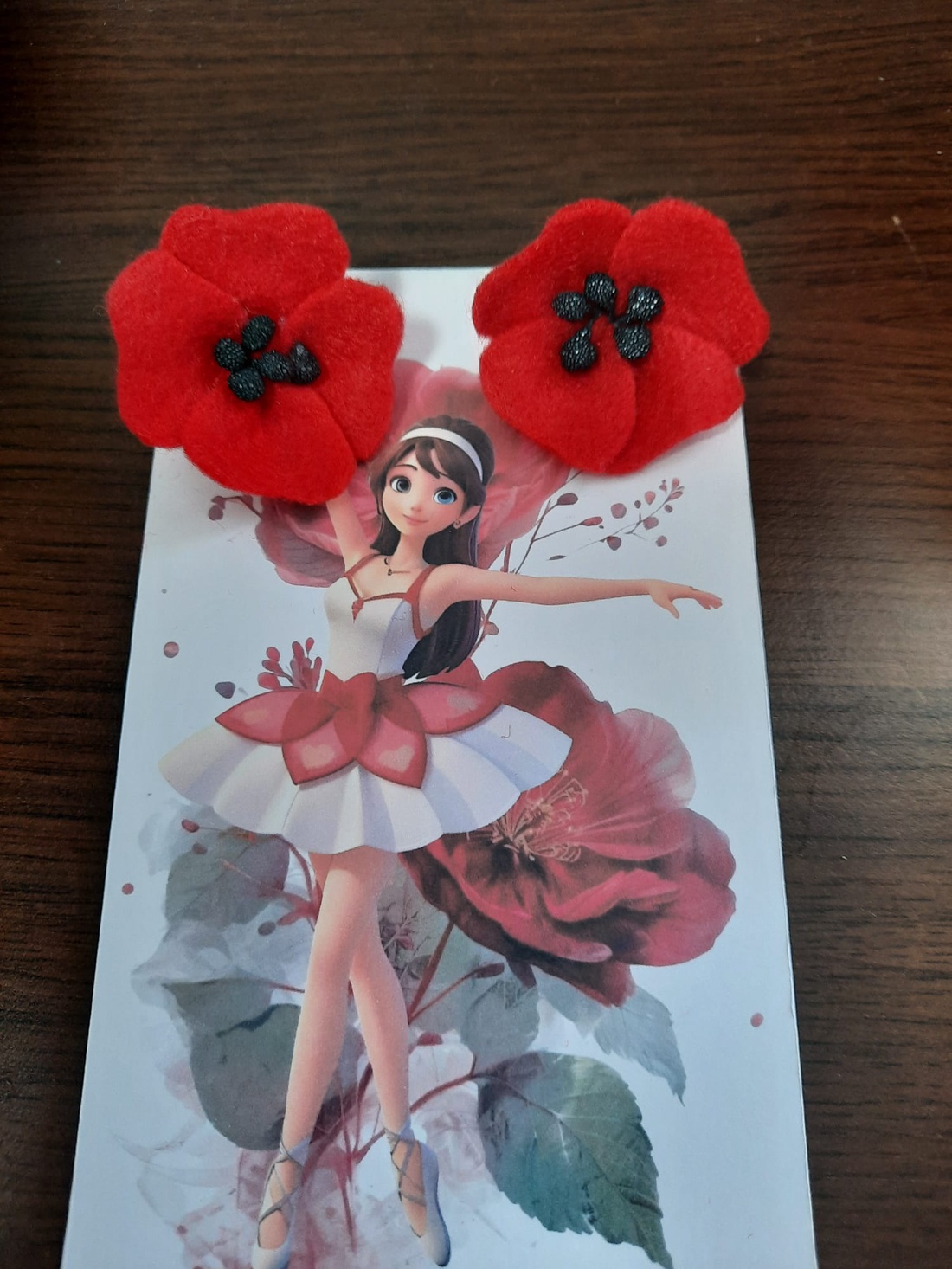  Cercei cu maci si stamine negre - bijuterii - cercei - clipsuri - Artynos.ro