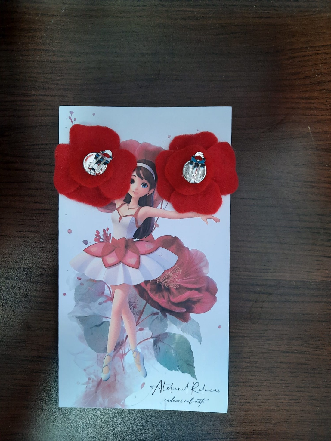  Cercei cu maci si stamine negre - bijuterii - cercei - clipsuri - Artynos.ro