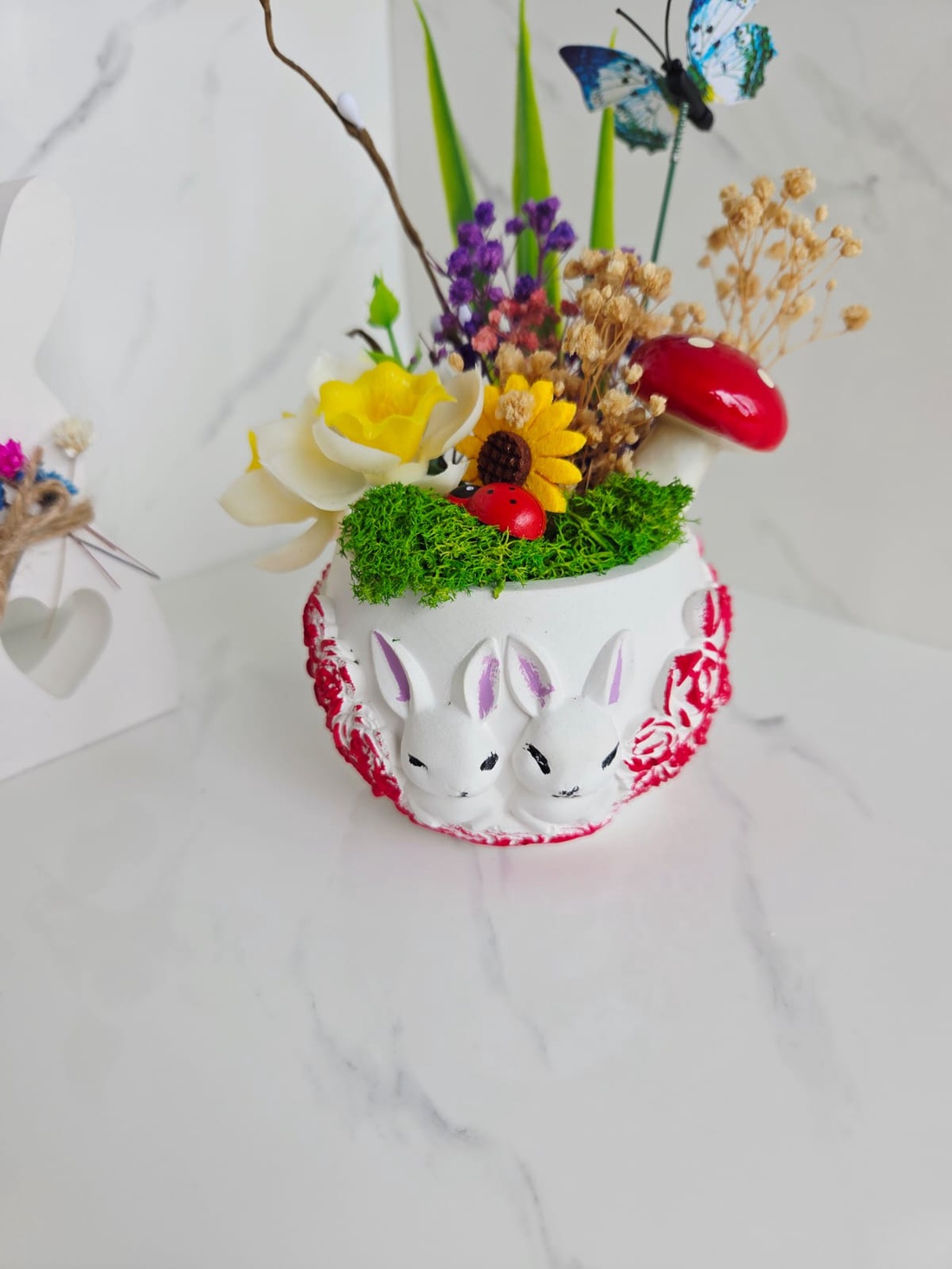 Decoratiune ghiveci cu iepurasi - casă & stil de viață - decorațiuni de casă - decorațiuni de masă și rafturi - decorațiuni de masă - Artynos.ro