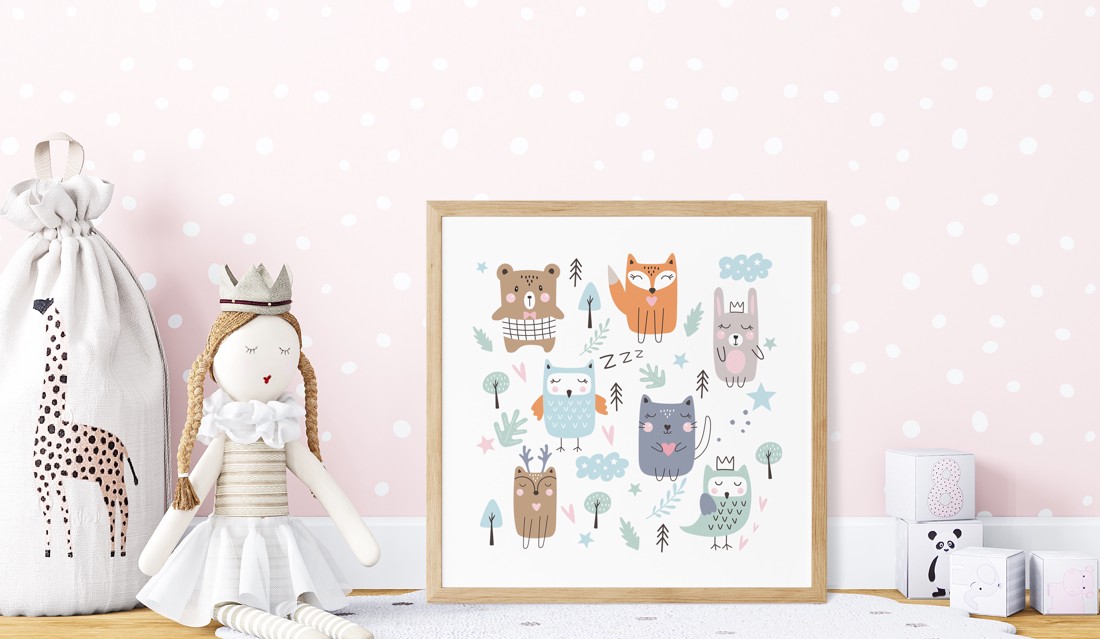 Forest animal arta de perete, poster, camera copiilor imagine, cadou -  - Artynos.ro