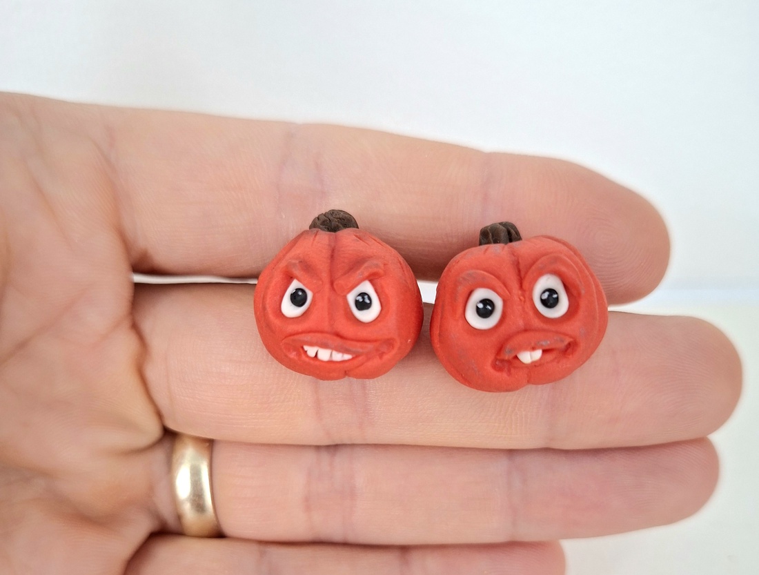 Cercei dovleac de Halloween - bijuterii - cercei - cercei cu figurine - Artynos.ro