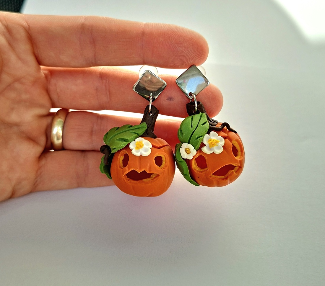 Cercei dovleci de Halloween - bijuterii - cercei - cercei cu figurine - Artynos.ro