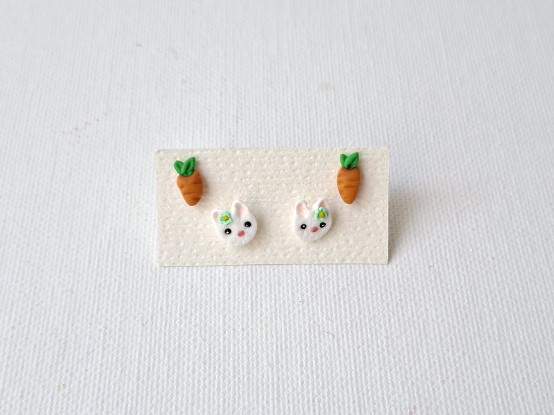 Set cercei iepurasi si morcovi - bijuterii - cercei - cercei cu figurine - Artynos.ro