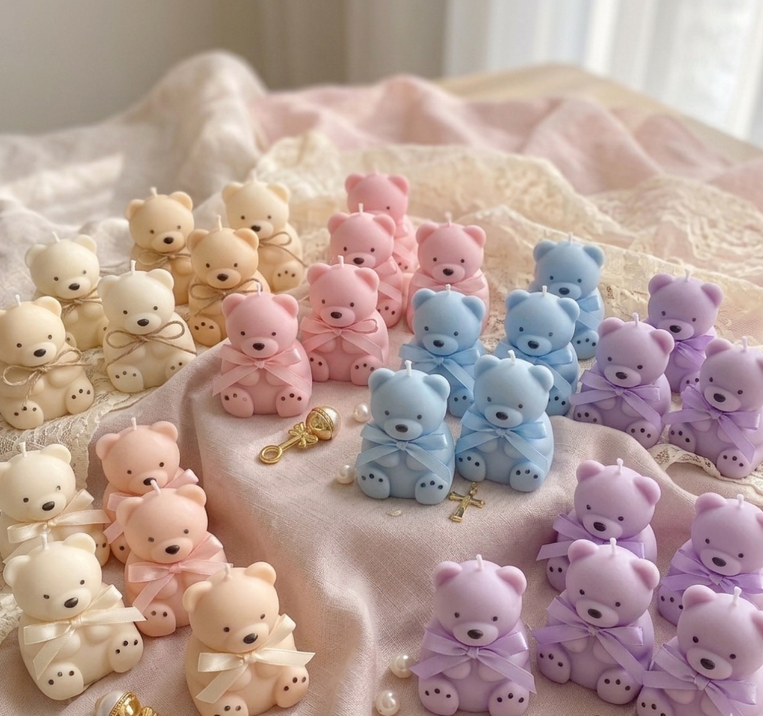 Mărturie Botez Ursuleț Cuddly Teddy � Lumânare Parfumată Handmade - casă & stil de viață - lumânări, parfumuri, arome - lumânări artizanale - Artynos.ro
