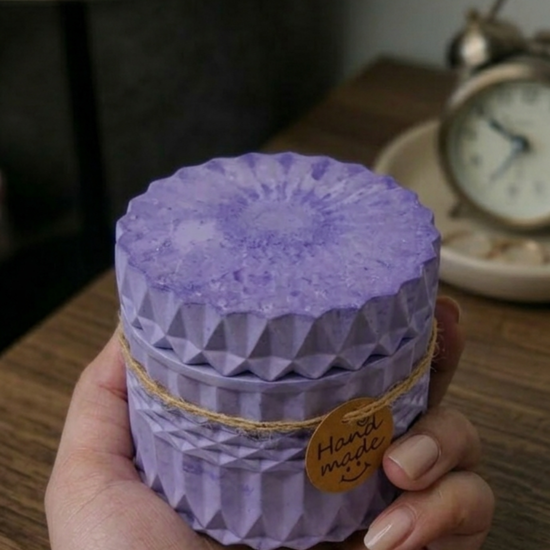 Recipient Ceramic cu Capac Înfiletabil  Design Geometric Mov Pastel - casă & stil de viață - decorațiuni de casă - decorațiuni de masă și rafturi - boluri decorative - Artynos.ro